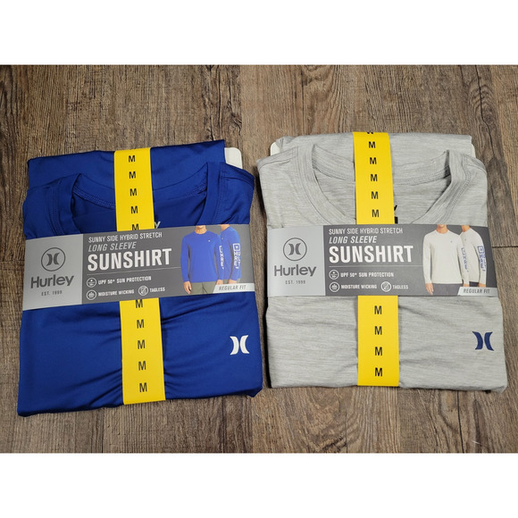 Hurley Sunny Side Hybrid Stretch Tagless UV T-Shirt Sunshirt Regular Fit M Lot 2 - Picture 1 of 5